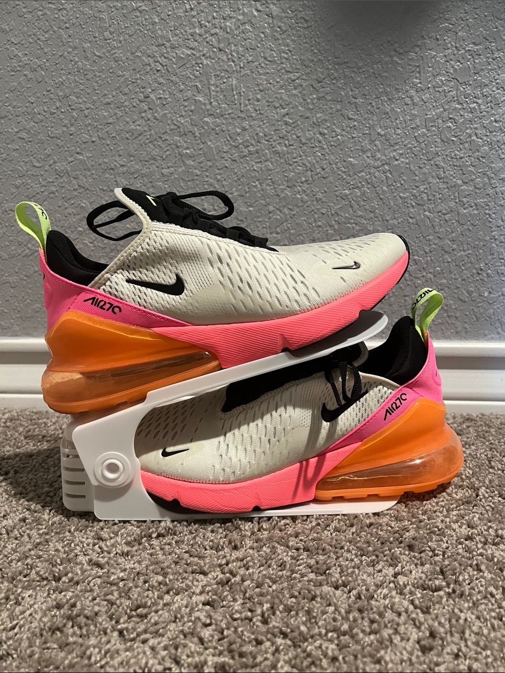 Nike Air Max 270 Sneakers - Cream Pink Orange Neon Green